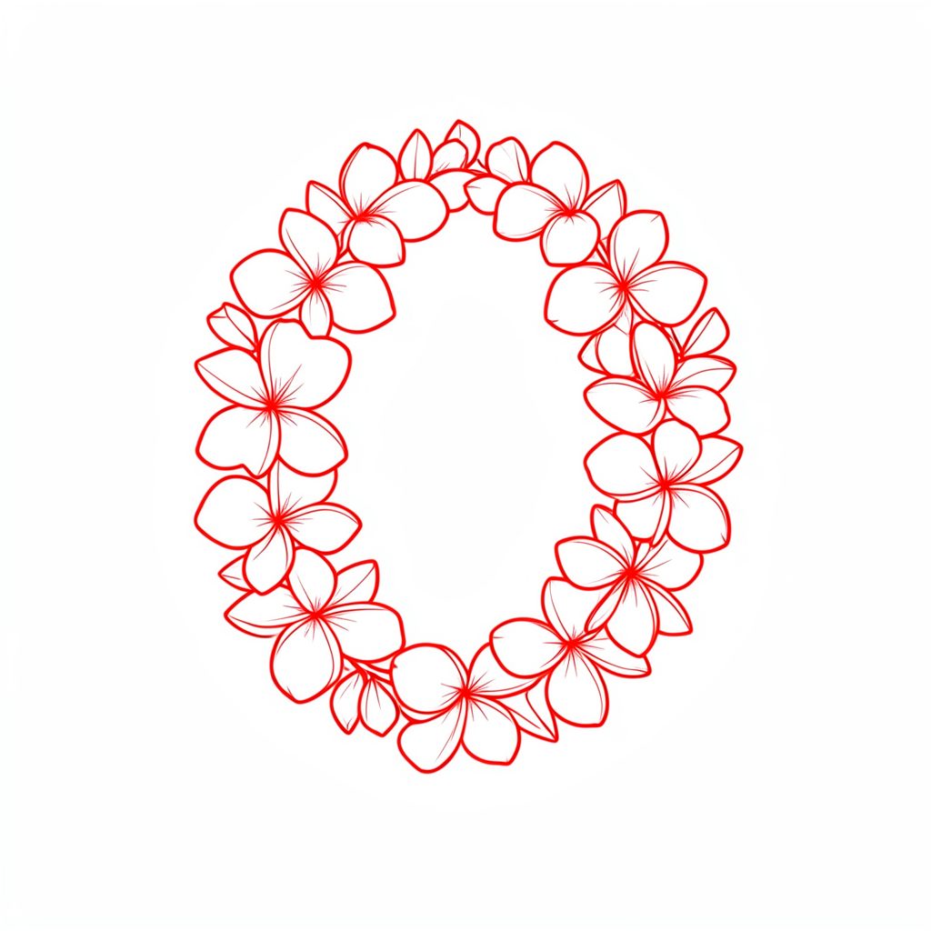 A double haku lei in pure white plumeria blossoms, woven in traditional Hawaiian style